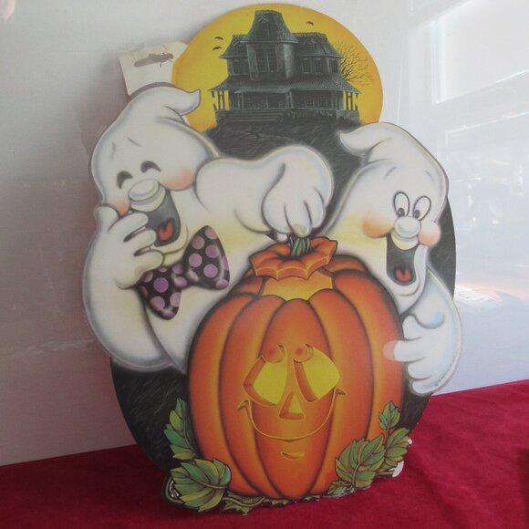 😱 4 Halloween Posters, Vintage, Witches, Skeleton, Ghost, Pumpkin, Caldron 👻 - Picture 6 of 13